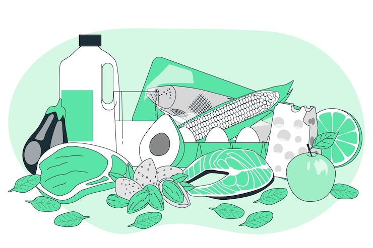 Vettore gratuito illustrazione del concetto di cibo proteico