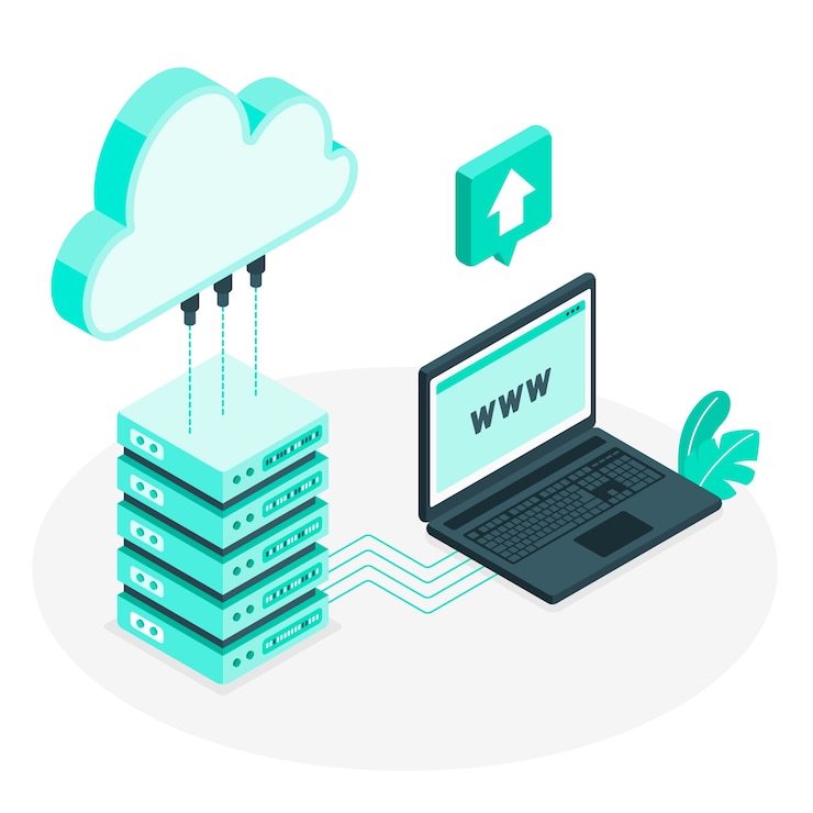 Vettore gratuito illustrazione del concetto di cloud hosting