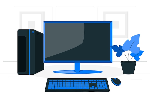 Illustrazione del concetto di computer desktop moderno