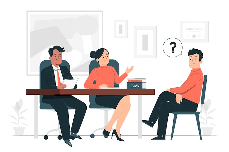 Vettore gratuito illustrazione del concetto di consulenti legali