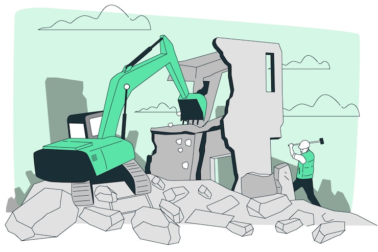 Vettore gratuito illustrazione del concetto di demolizione