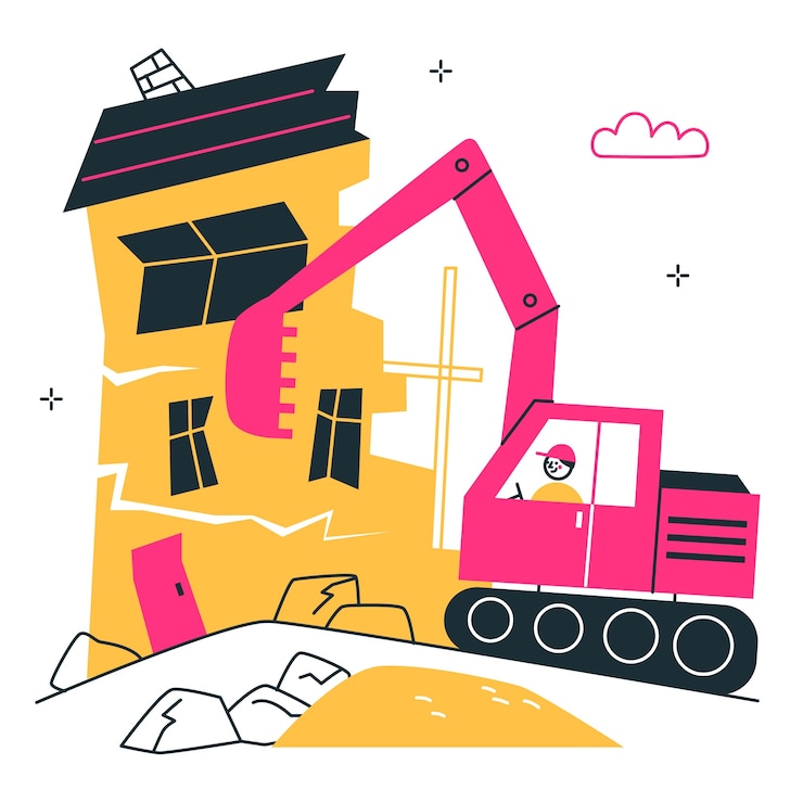 Vettore gratuito illustrazione del concetto di demolizione