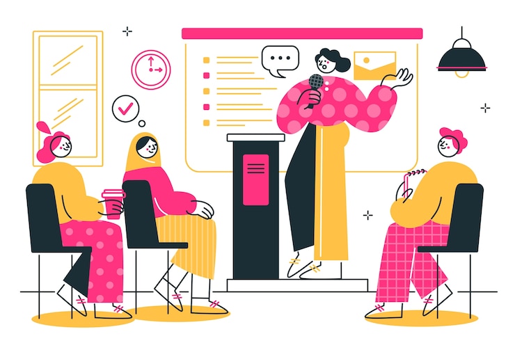 Vettore gratuito illustrazione del concetto di discorso pubblico
