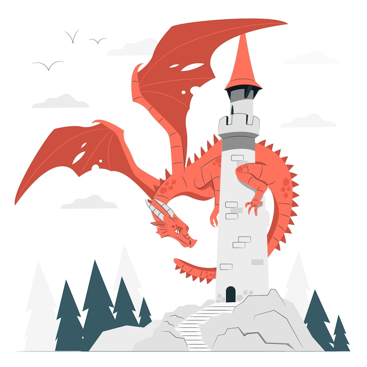 Vettore gratuito illustrazione del concetto di drago
