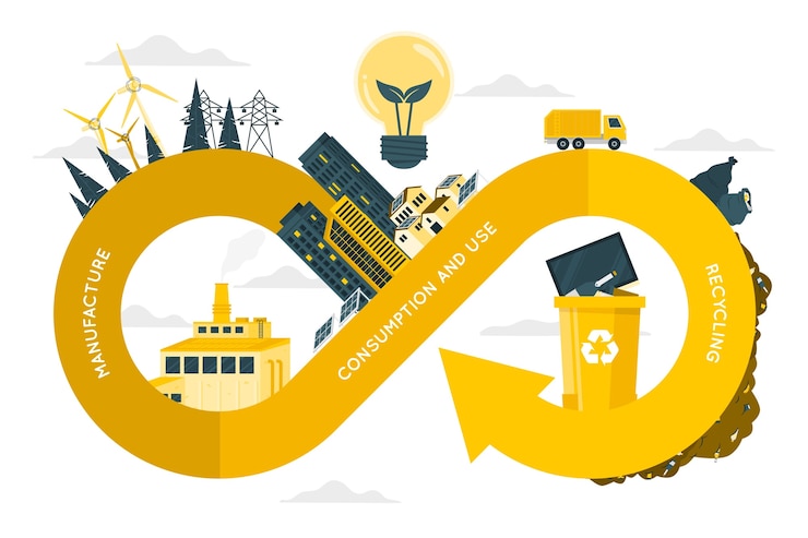 Vettore gratuito illustrazione del concetto di economia circolare