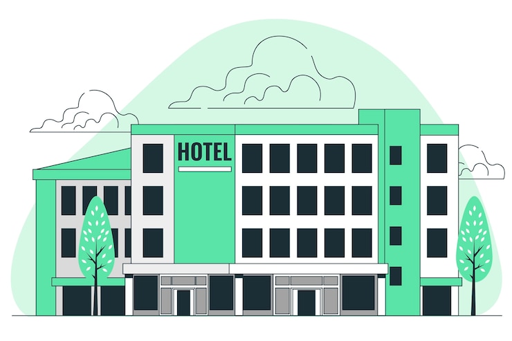 Vettore gratuito illustrazione del concetto di edificio dell'hotel