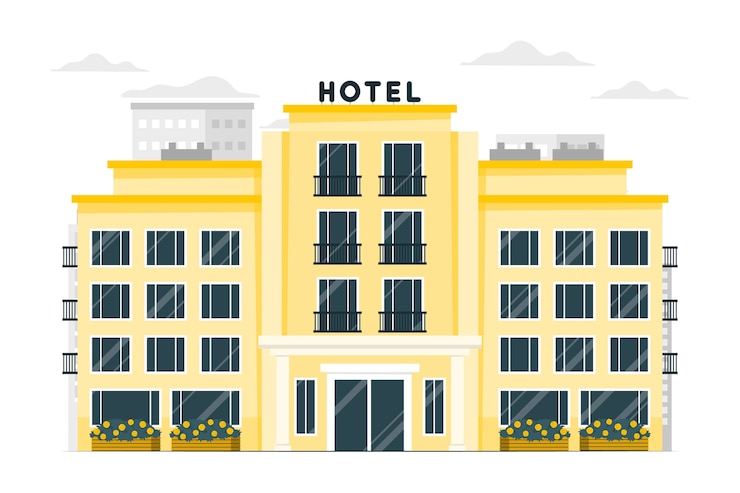 Vettore gratuito illustrazione del concetto di edificio dell'hotel