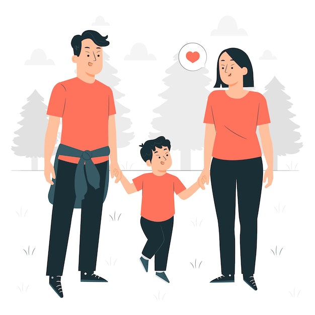 Illustrazione del concetto di famiglia asiatica