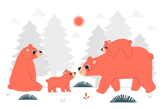 Illustrazione del concetto di famiglia dell'orso