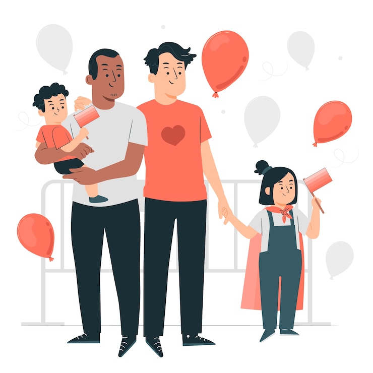 Vettore gratuito illustrazione del concetto di famiglia lgbt