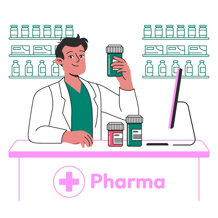 Vettore gratuito illustrazione del concetto di farmacista