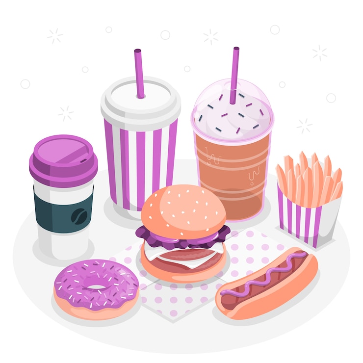 Vettore gratuito illustrazione del concetto di fast food