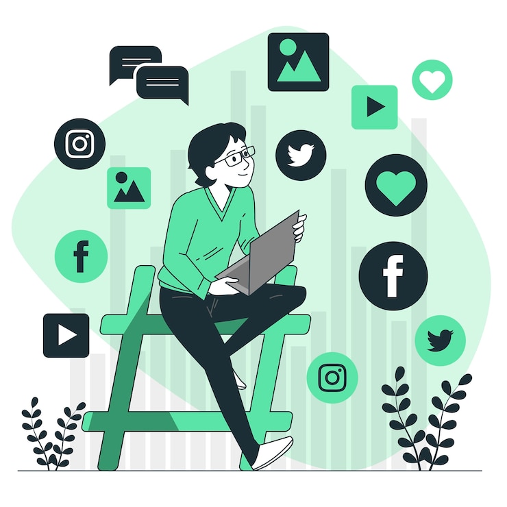 Vettore gratuito illustrazione del concetto di gestione dei social media