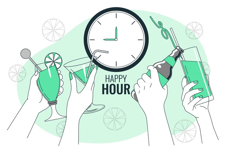 Vettore gratuito illustrazione del concetto di happy hour