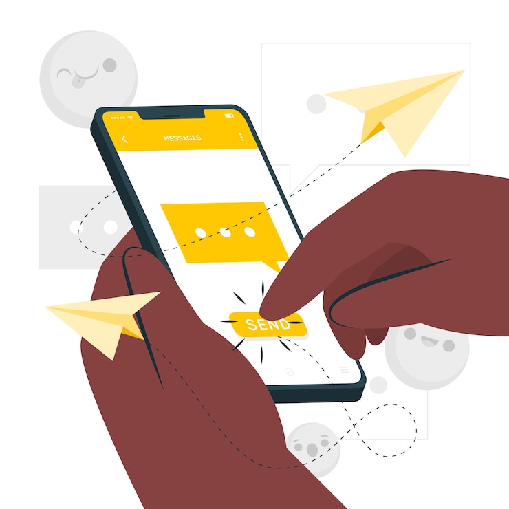 Vettore gratuito illustrazione del concetto di inviare un messaggio tramite telefono