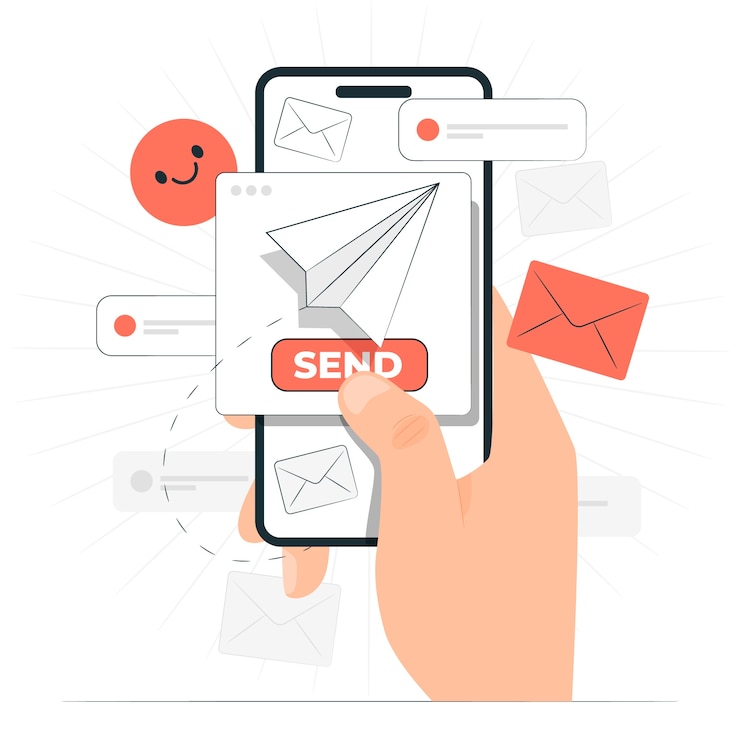 Vettore gratuito illustrazione del concetto di inviare un messaggio tramite telefono