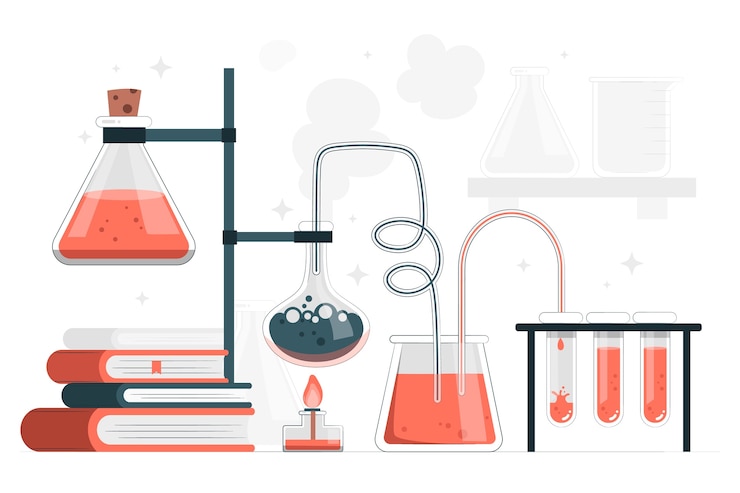 Vettore gratuito illustrazione del concetto di laboratorio di chimica