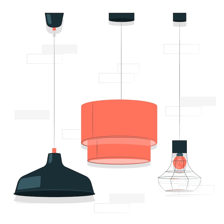 Vettore gratuito illustrazione del concetto di lampada a sospensione