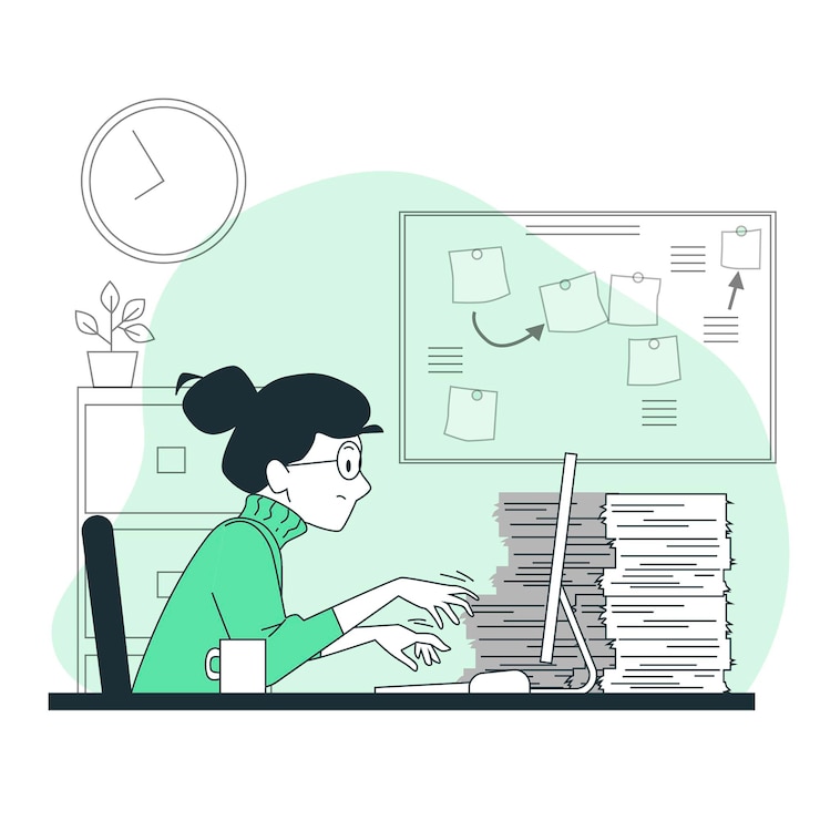 Vettore gratuito illustrazione del concetto di lavoro in corso