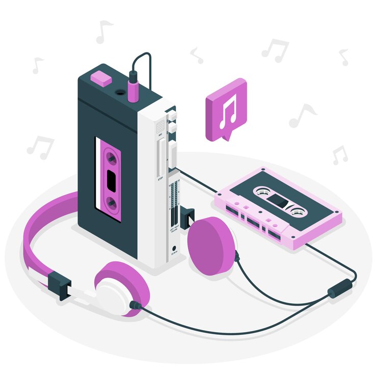 Vettore gratuito illustrazione del concetto di lettore di cassette