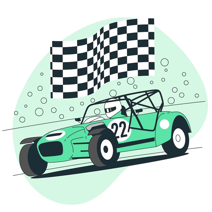 Vettore gratuito illustrazione del concetto di macchina da corsa