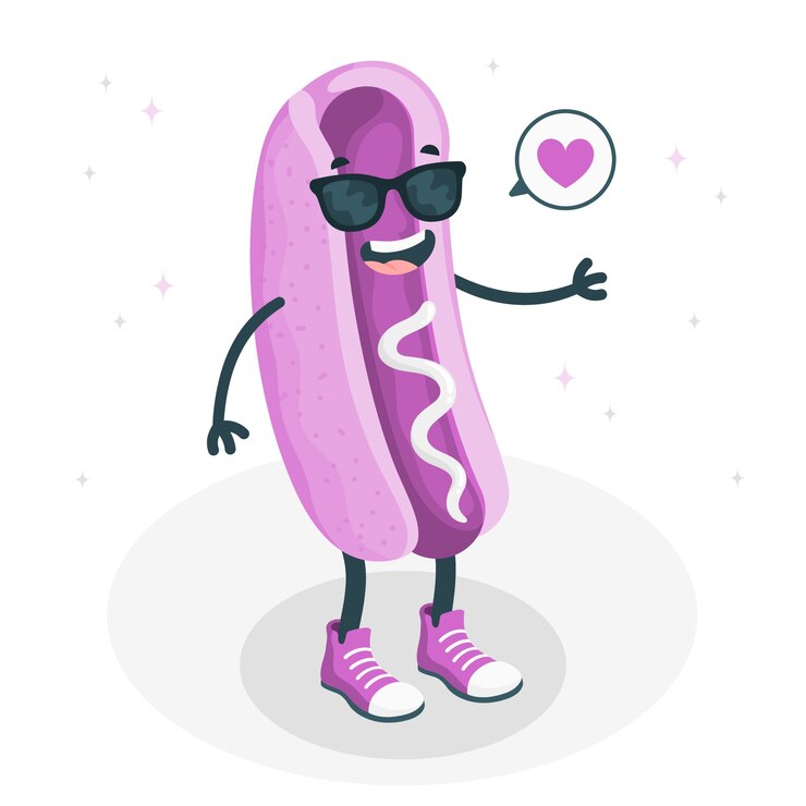 Vettore gratuito illustrazione del concetto di mascotte per hot dog