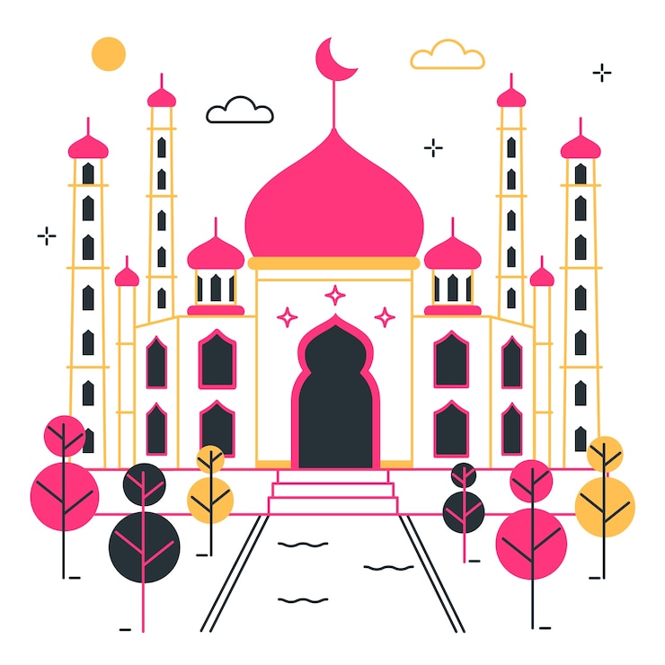 Vettore gratuito illustrazione del concetto di moschea