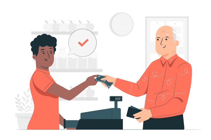 Vettore gratuito illustrazione del concetto di pagamento in contanti