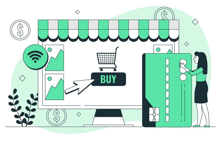 Vettore gratuito illustrazione del concetto di pagina web di e-commerce