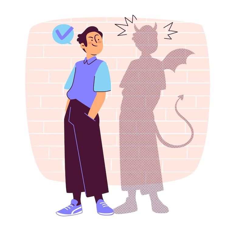 Vettore gratuito illustrazione del concetto di personalità ombra