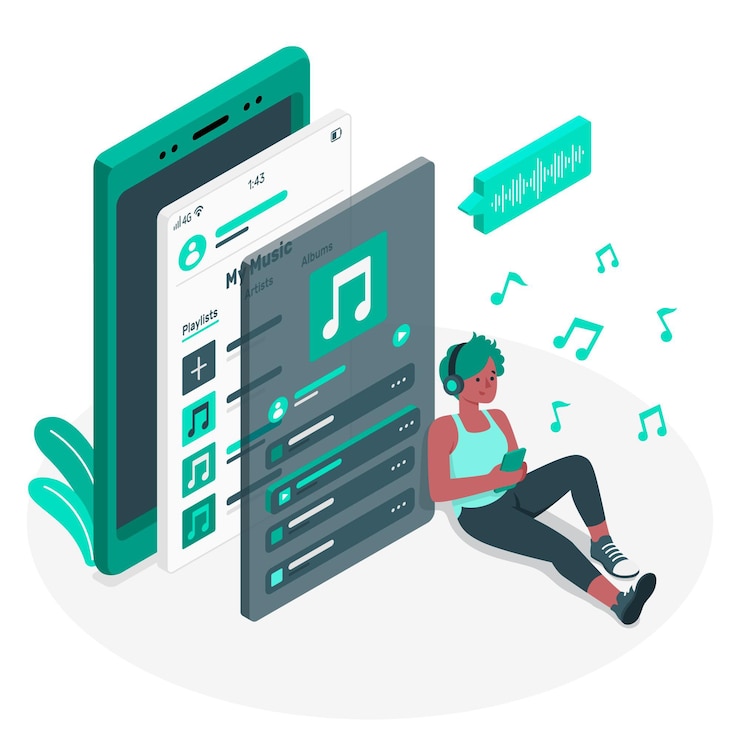 Vettore gratuito illustrazione del concetto di playlist