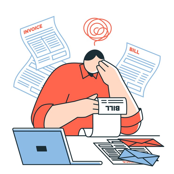 Vettore gratuito illustrazione del concetto di preoccupazione per le banconote