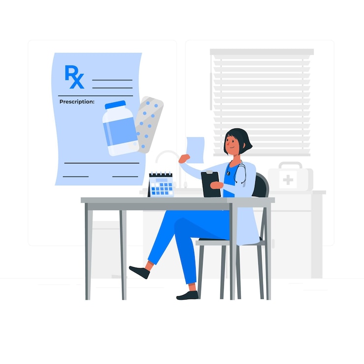 Vettore gratuito illustrazione del concetto di prescrizione medica