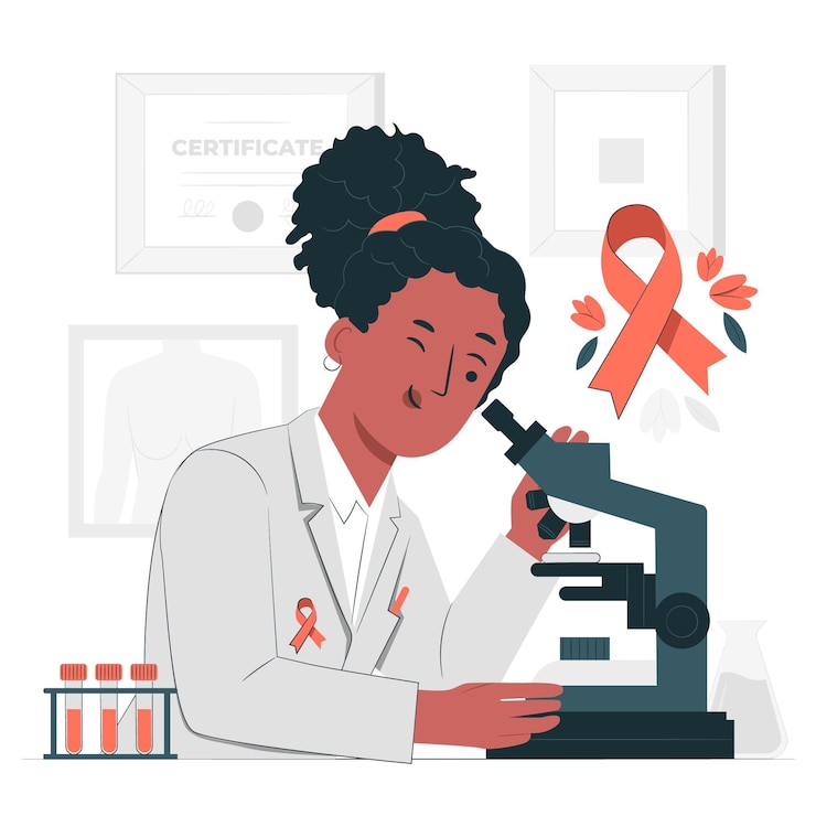 Vettore gratuito illustrazione del concetto di ricerca sul cancro al seno