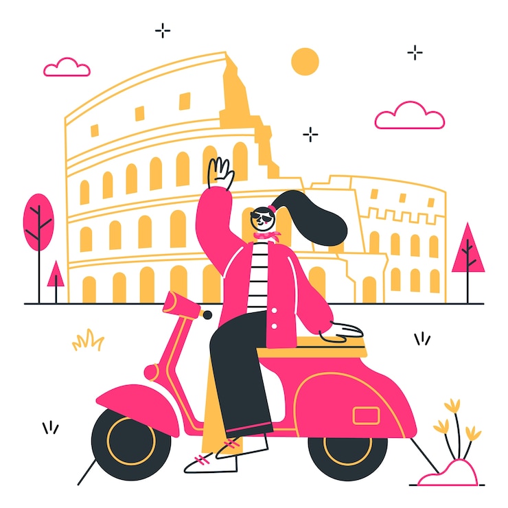 Vettore gratuito illustrazione del concetto di roma