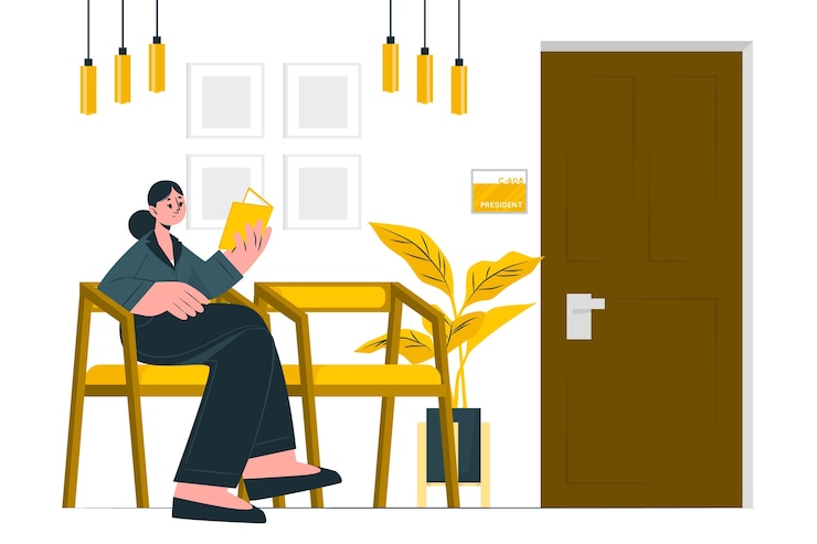 Vettore gratuito illustrazione del concetto di sala d'attesa aziendale