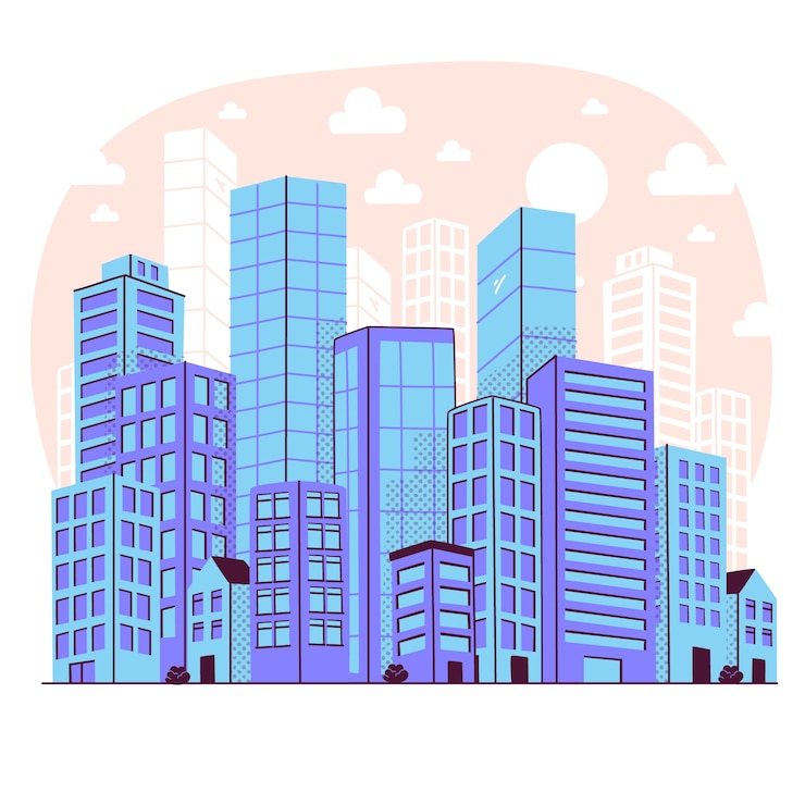 Vettore gratuito illustrazione del concetto di skyline della città