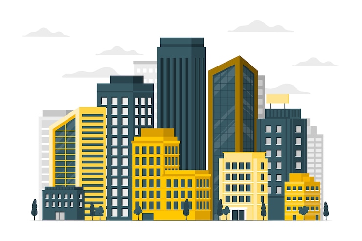 Vettore gratuito illustrazione del concetto di skyline della città