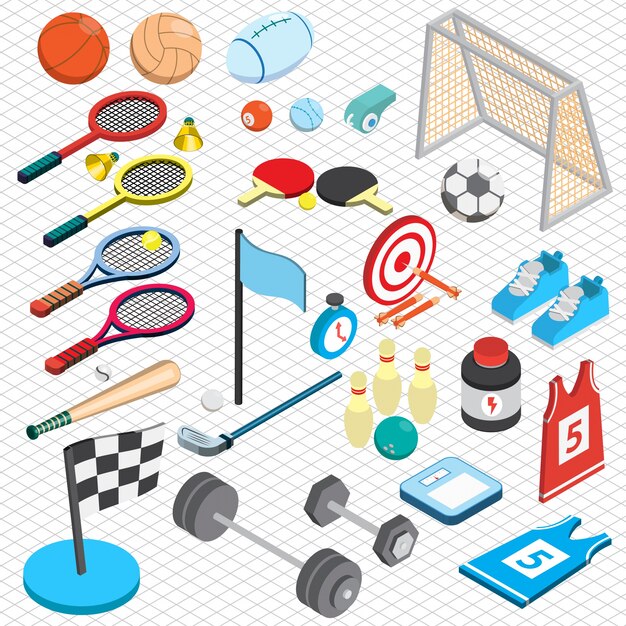 Illustrazione del concetto di sport in grafica isometrica