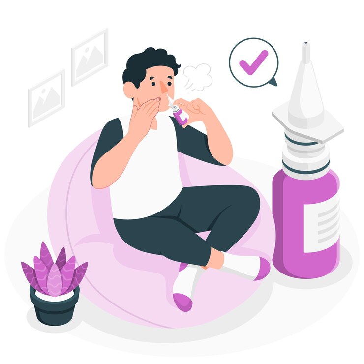 Vettore gratuito illustrazione del concetto di spray nasale