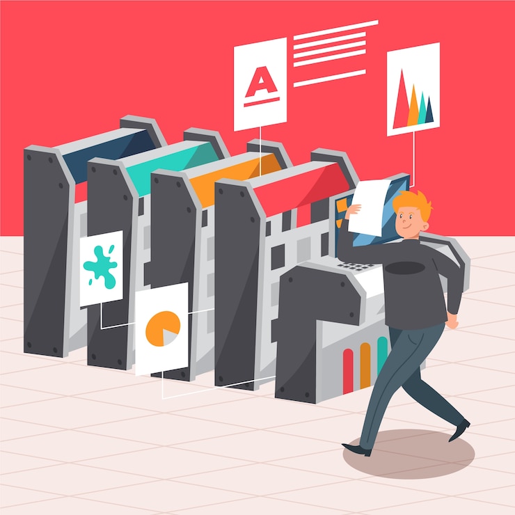 Vettore gratuito illustrazione del concetto di stampa digitale