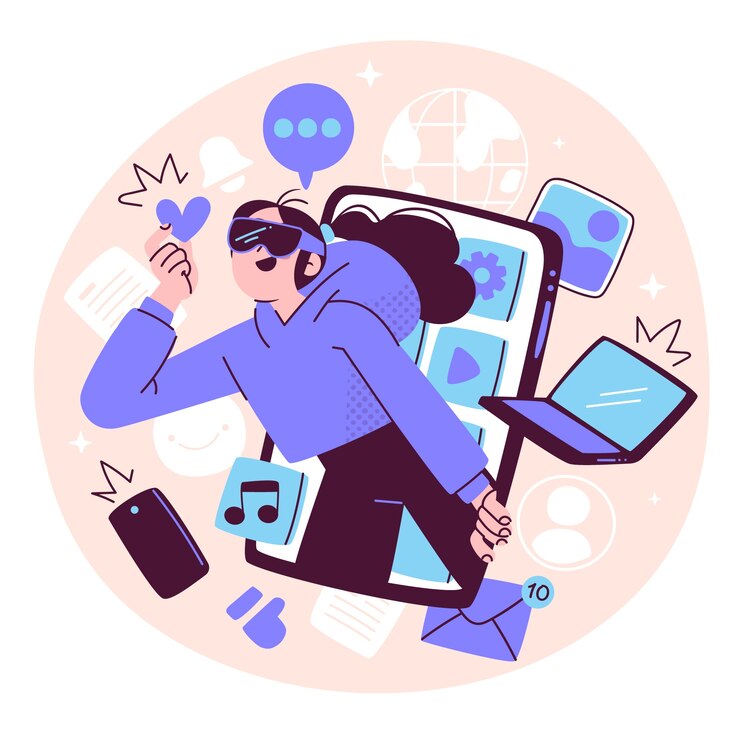 Vettore gratuito illustrazione del concetto di stile di vita digitale