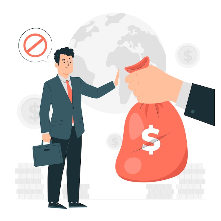 Vettore gratuito illustrazione del concetto di stop alla corruzione