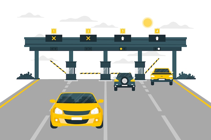 Vettore gratuito illustrazione del concetto di strada a pedaggio