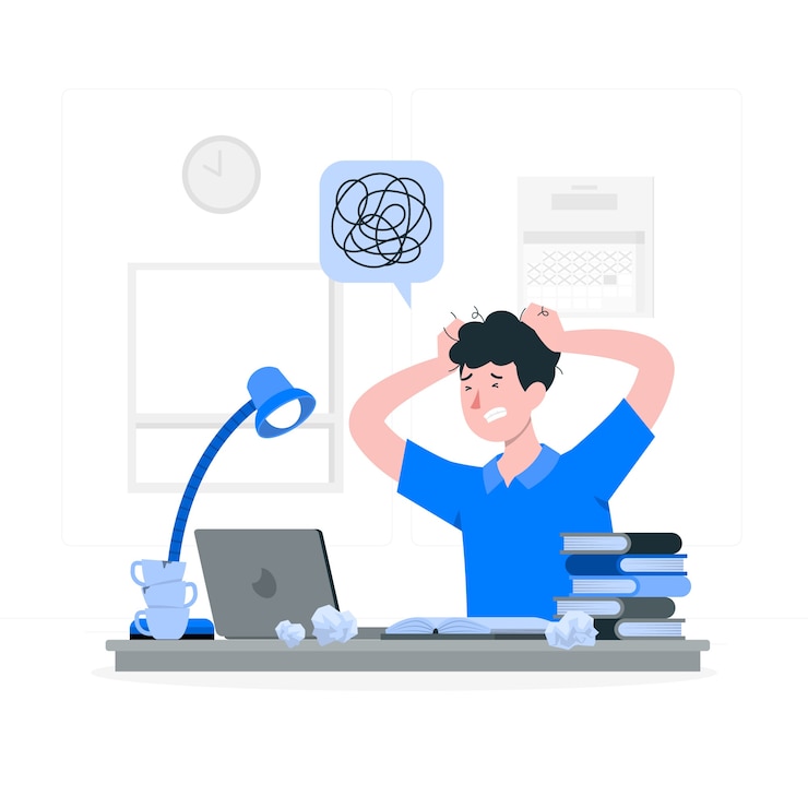 Vettore gratuito illustrazione del concetto di stress degli studenti