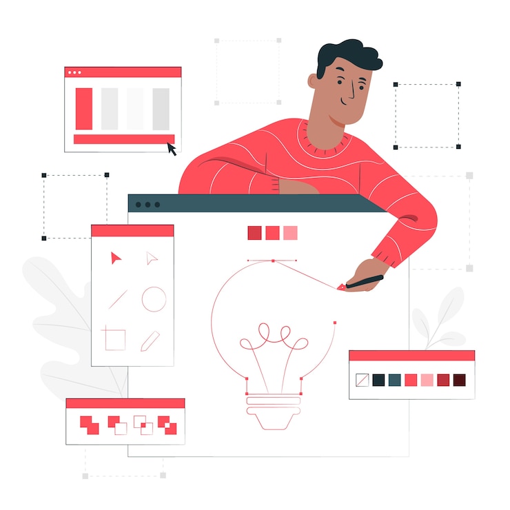 Vettore gratuito illustrazione del concetto di strumenti di progettazione