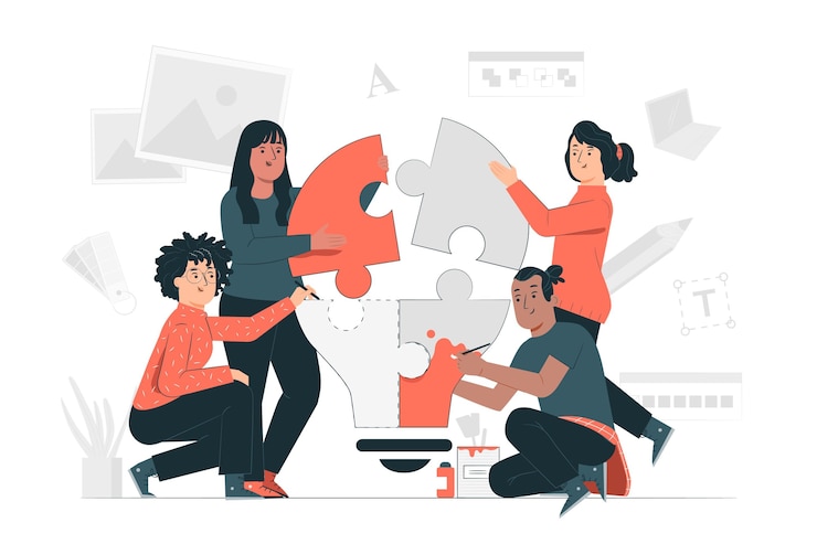 Vettore gratuito illustrazione del concetto di team creativo