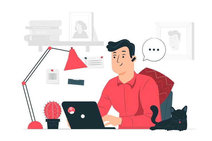 Vettore gratuito illustrazione del concetto di telelavoro