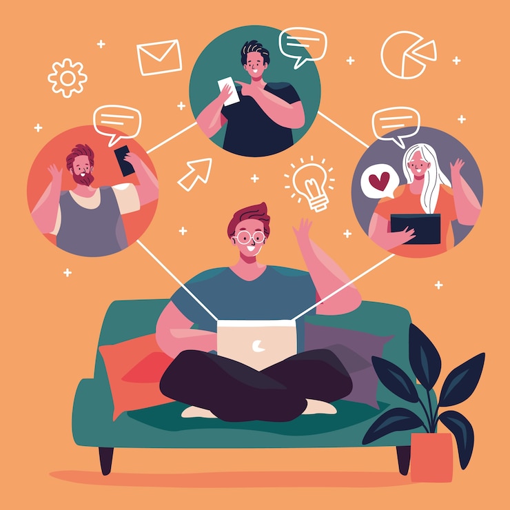 Vettore gratuito illustrazione del concetto di telelavoro
