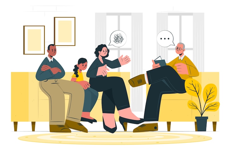 Vettore gratuito illustrazione del concetto di terapia familiare
